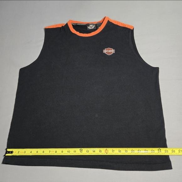 VINTAGE Harley Davidson Tank Top Mens XXL Black Eagle Checkered Flag Embroidered - Picture 6 of 11